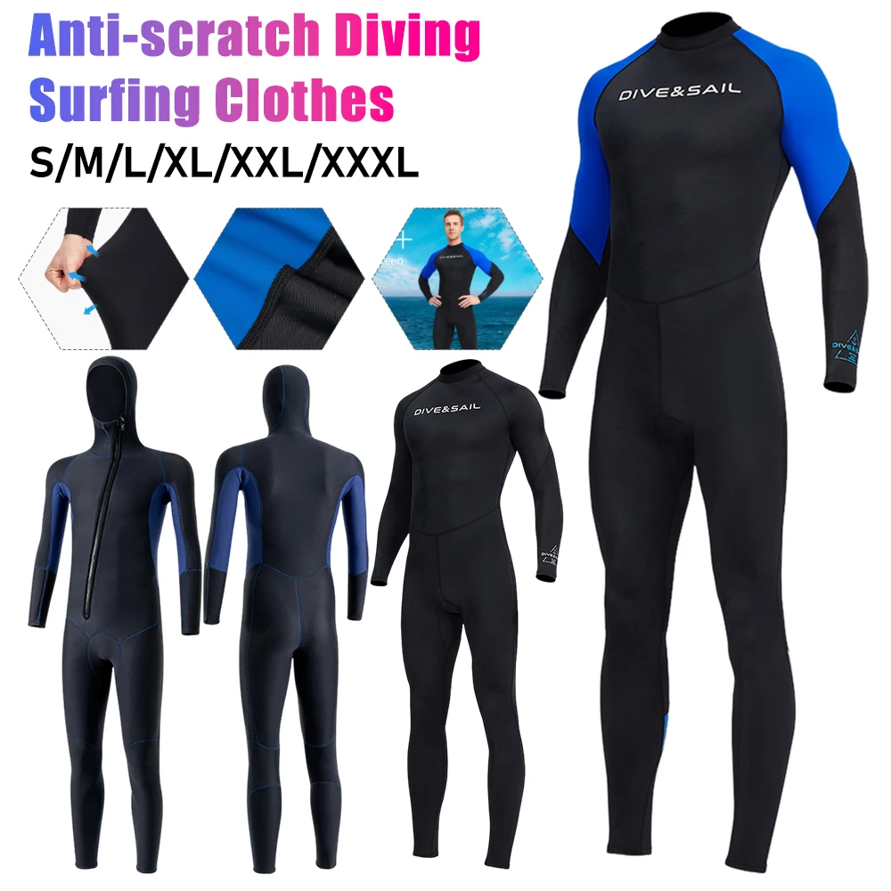 Diving Surfing Wetsuit Cold Proof Sunscreen Swimsuit Zipper One Piece Long Sleeve Anti-scratch Full Body Snorkeling Wet Suit