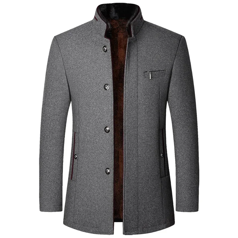 Men Woollen Blazers Jackets Cashmere Trench Coats Stand-up Collar Business Casual Suits Coats Male Winter Jackets and Coats 4XL