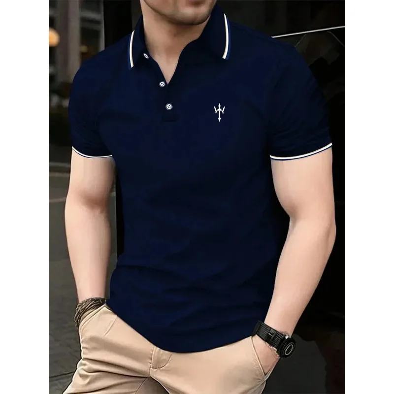 The 2025 summer new men's POLO shirt is breathable, sweat-absorbent, casual and simple, paired with a 3D-printed men's T-shirt