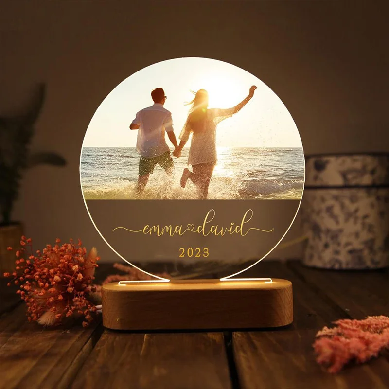 Romantic Night Light Accepted Couple Photos Customized Promotional Acrylic LED Night Light Board for Couple