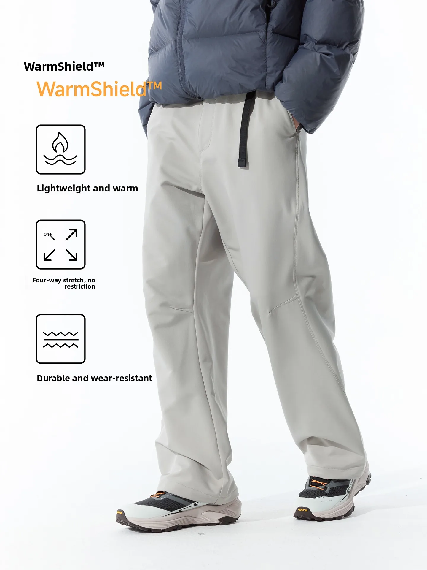 

Resti Men's Fce Lined Thiened Straight Leg Casual Sports Pants Windproof Waterproof Warm Work Trousers for Winter