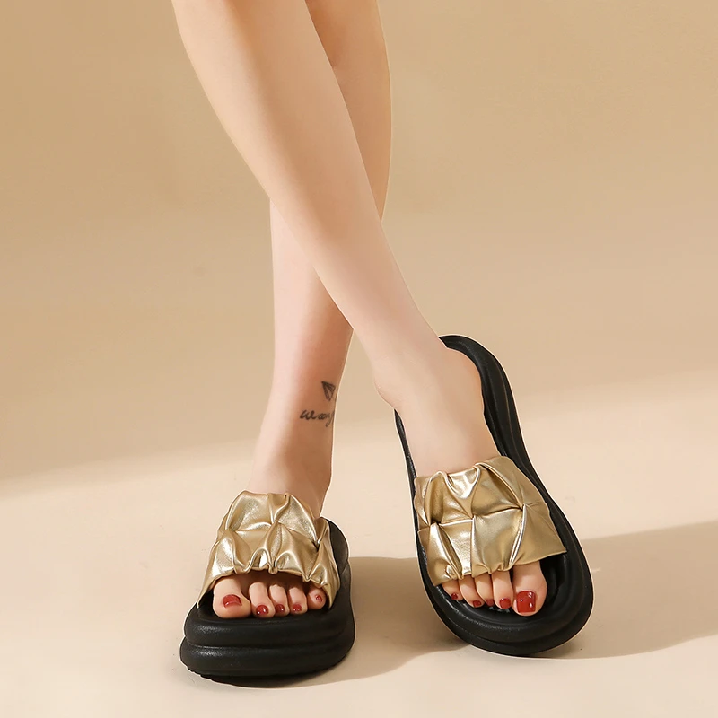 

Women's Thick-Soled One-Strap Slides - Summer Anti-Slip New Style, Fairy-Chic Platform Beach Sandals, Perfect for Outdoor Wear