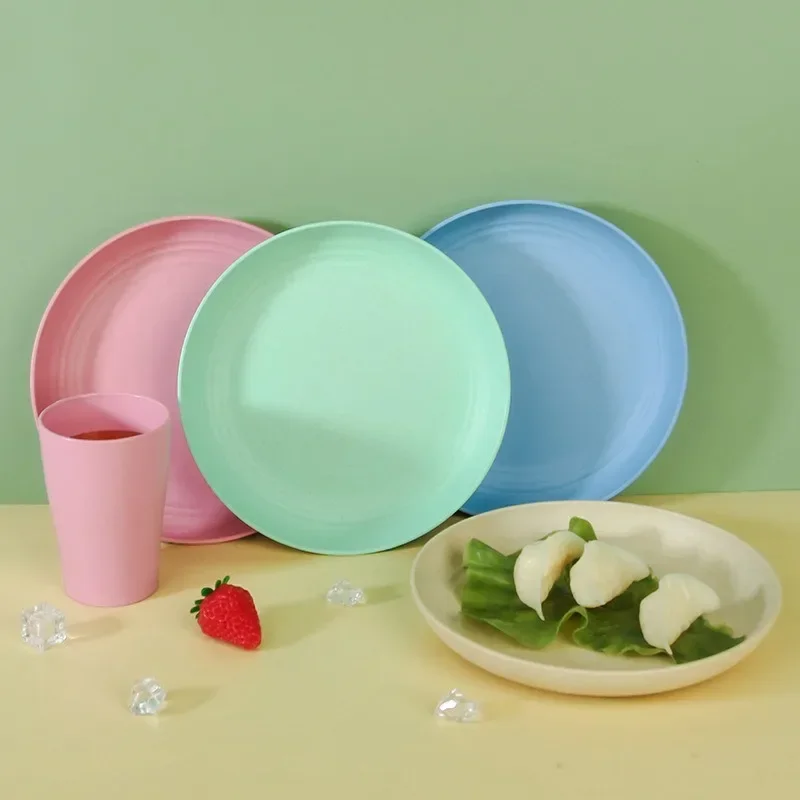 6Pcs Tableware Set Wheat Straw Cutlery Eco Friendly Dinnerware Set Unbreakable Tableware Dishes Camping Set Of Dishes Dinnerware