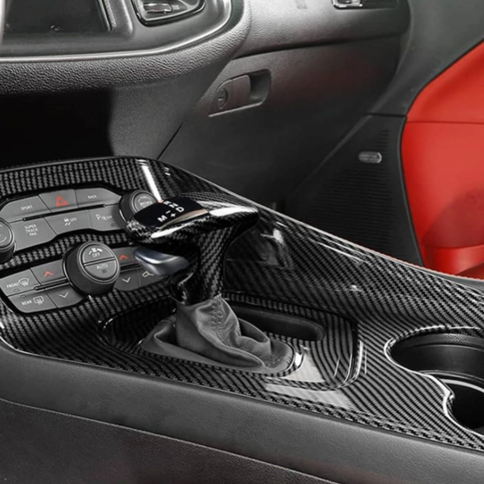 5 Pieces Center Console Panel Trim ABS Center Console Trim Kit Gear Gear Selector Panel Cover Scratch Resistant Long-Lasting