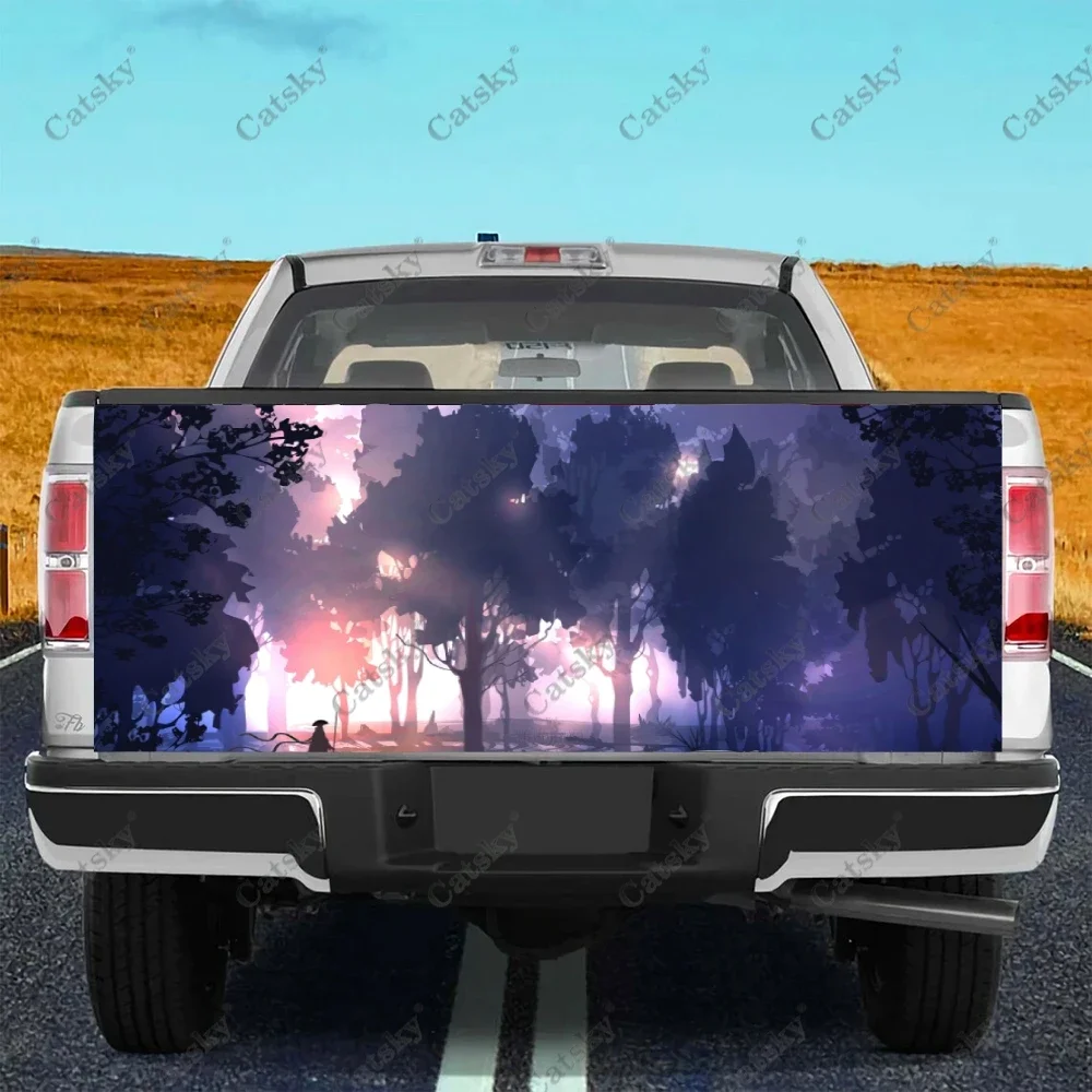 

Anime Night Landscape Car Tail Trunk Protect Vinly Wrap Sticker Decal Auto Hood Decoration Engine Cover for SUV Off-road Pickup