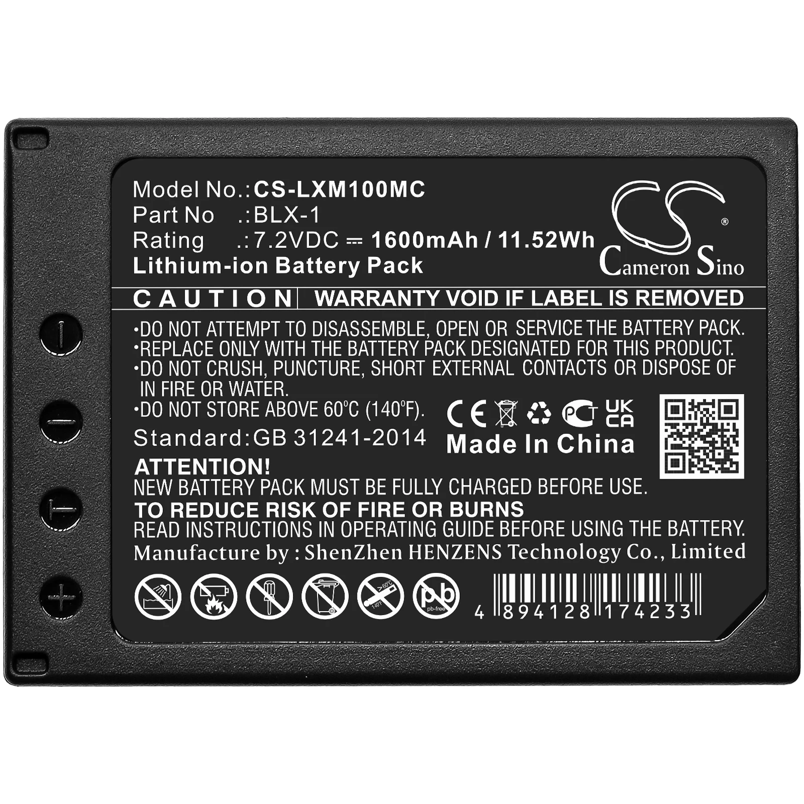 

Li-ion Camera Battery for Olympus,7.2v,1600mAh,OM SYSTEM OM-1,OM-1 Mirrorless,BLX-1