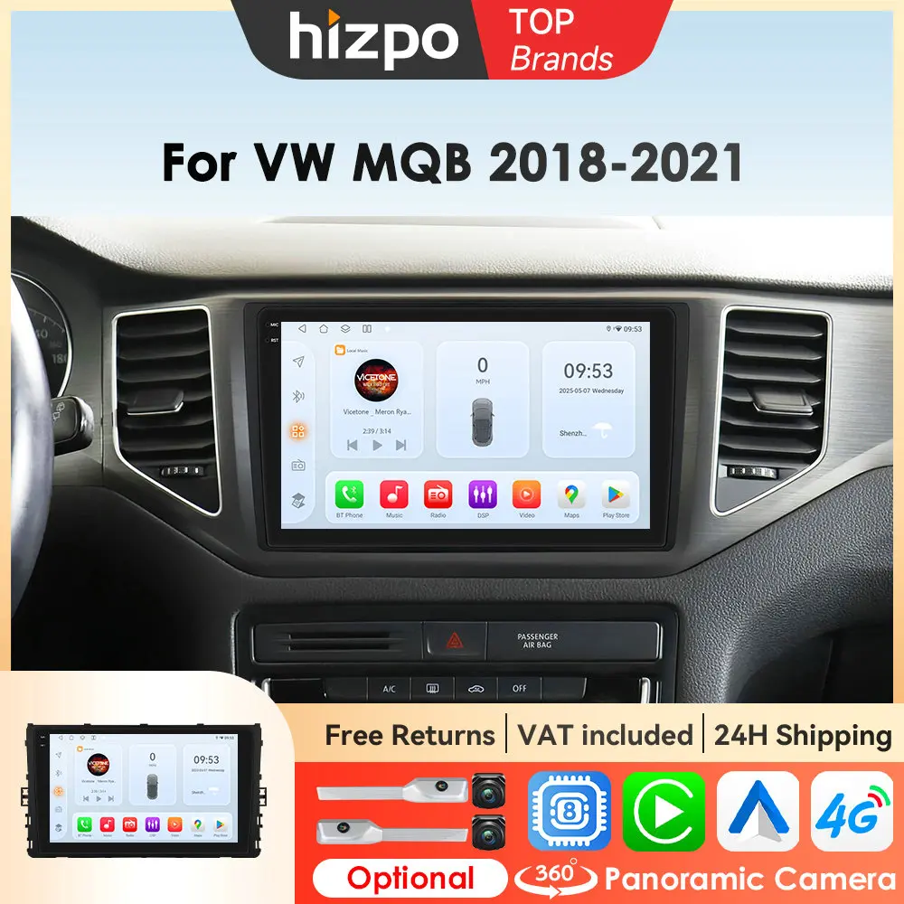 Hizpo Autoradio Per VW Volkswagen MQB Polo Plus/T-Cross/Zoals T-Kruis/T-Roc Wireless Carplay Android Auto Multimediale GPS 4G DSP