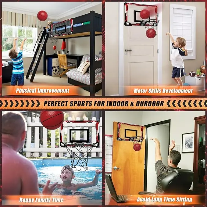 2025 Mini basketbalring binnen voor kinderen met 4 ballen Opvouwbaar boven de deurventilator Bord Buitenspeelspeelgoed