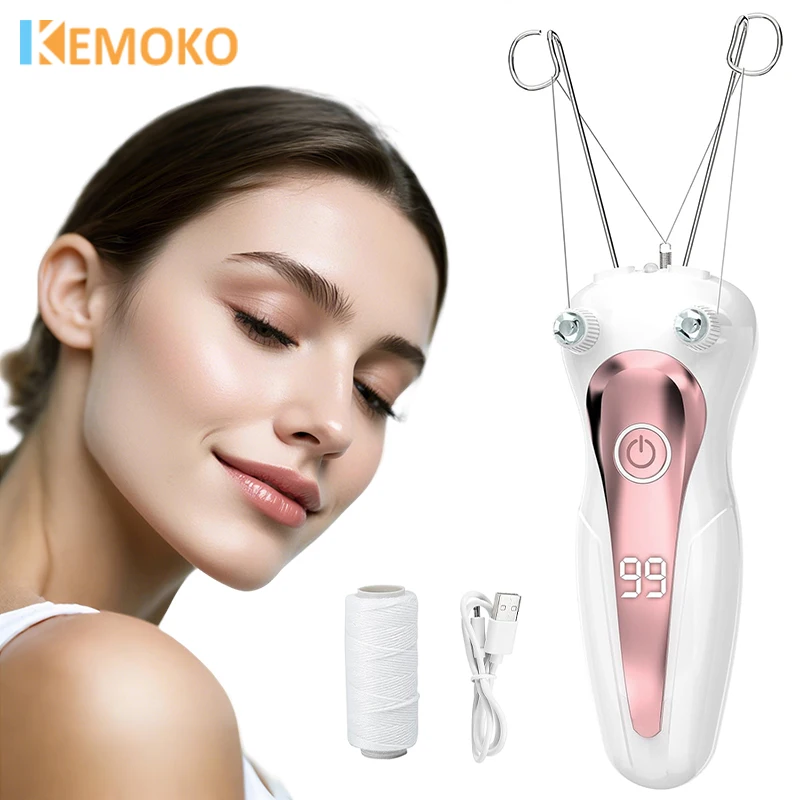 Mini Electric Cotton Thread Epilator For Women USB Rechargeable Female Facial Body Leg Mini Hair Remover Depilation LCD Display