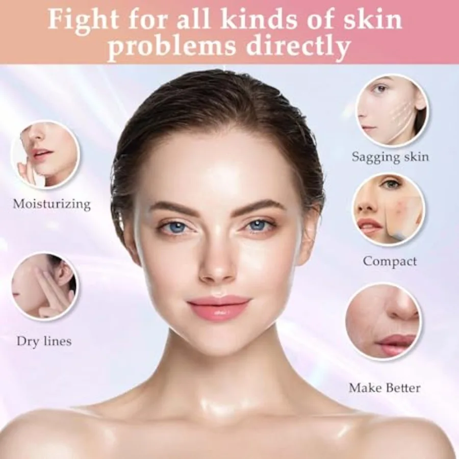 Face and Neck Massager Tool 7 Colors LED Womens Skin Care Facial Massager for Skin Rejuvenation Lifting Toning Glow Boost