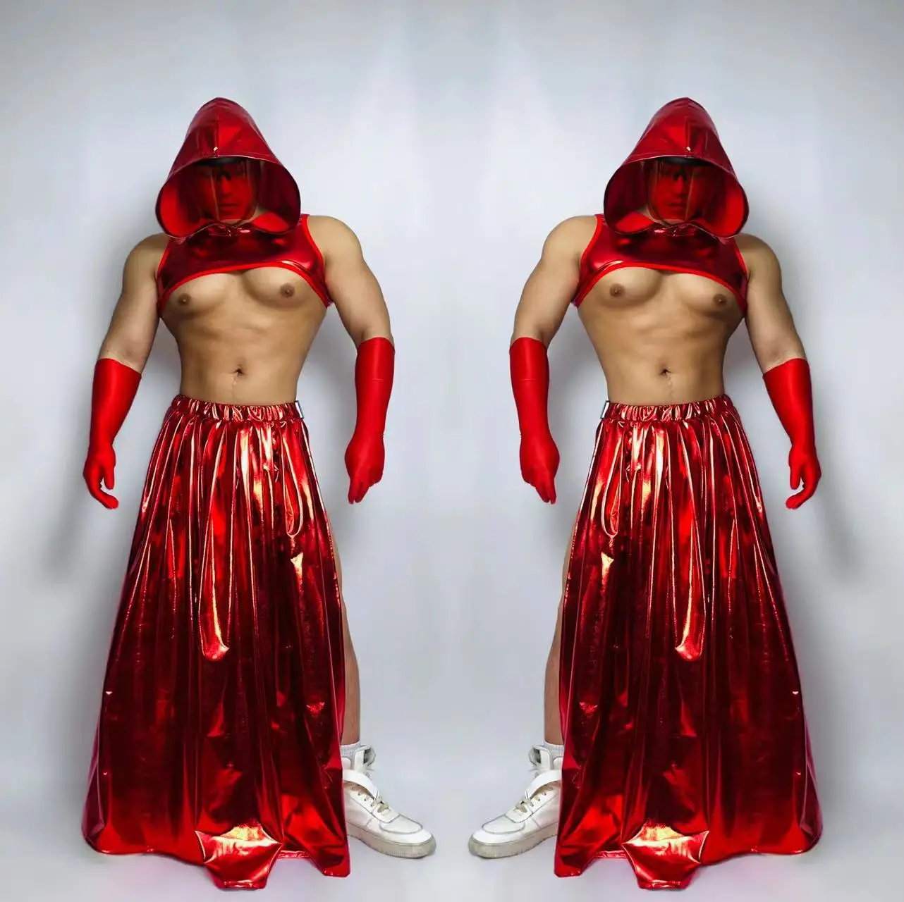 

Red Laser Gogo Dance Costume Muscle Man Dancing Stage Outfit Festival Clothing Male Sexy Pole Dancewear Dj Ds Clubwear