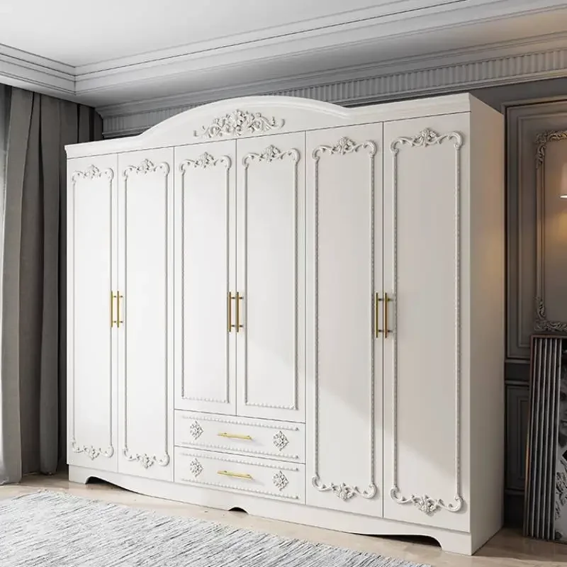 

Heavy Luxury Wardrobes Closet Wooden Rod Storage Saving Adult Wardrobes Cute Space White Guarda Roupas Furniture For Home