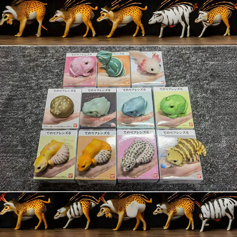 Nowa marka Bandai na gorąco, autentyczne symulowane zwierzęta Eublepharis Macularius Ambystoma Mexicanum zwierzęca ręcznie figurka dekoracja blatu