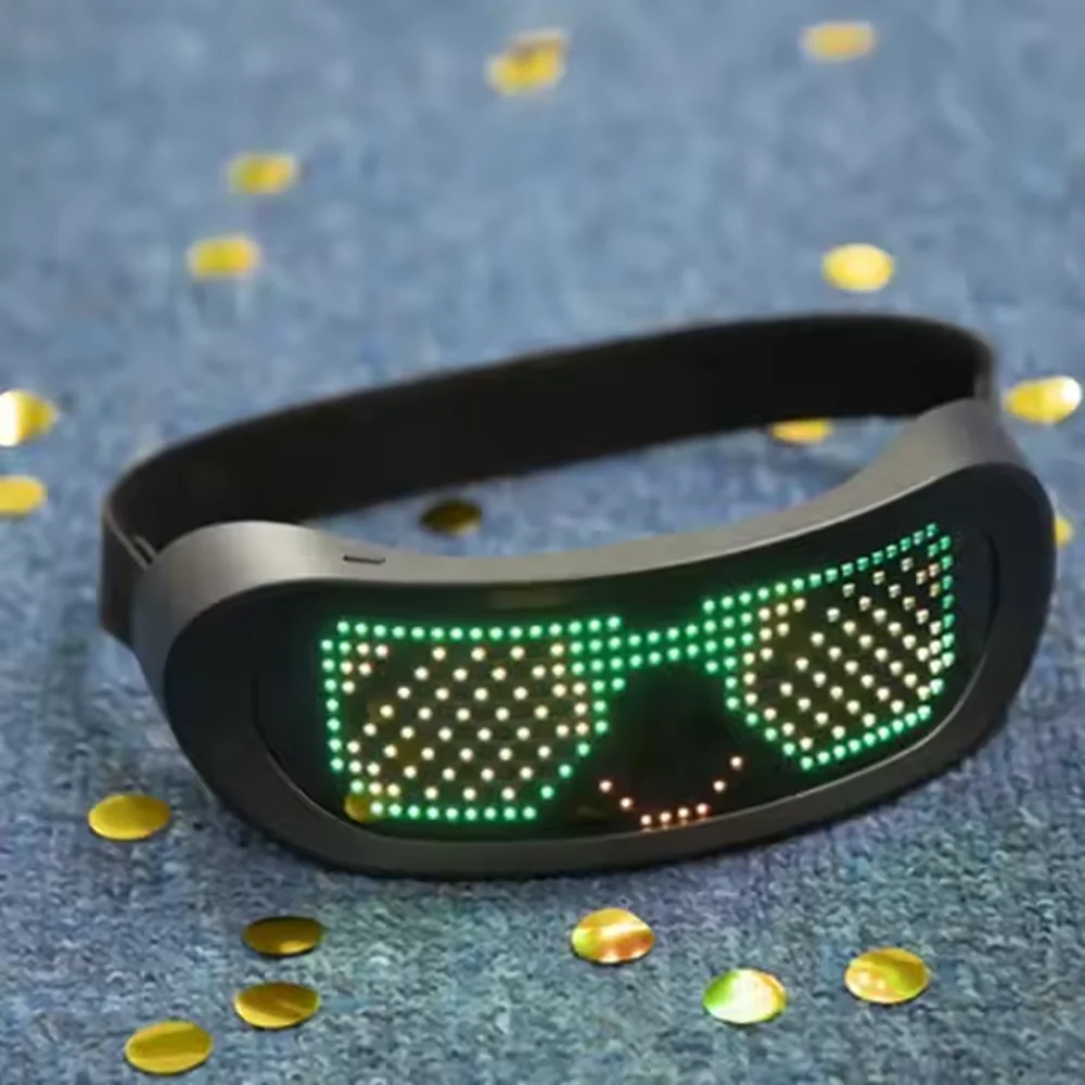 

Programmable LED Glasses,Customizable Light Up Glasses with App Control, DIY Text & Animation Display, Music Sync for Party Rave