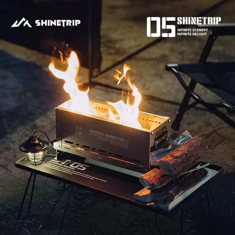 ShineTrip nuevo invierno de acero inoxidable para acampar al aire libre IGT semimunidad horno de combustión secundaria cocina portátil plegable