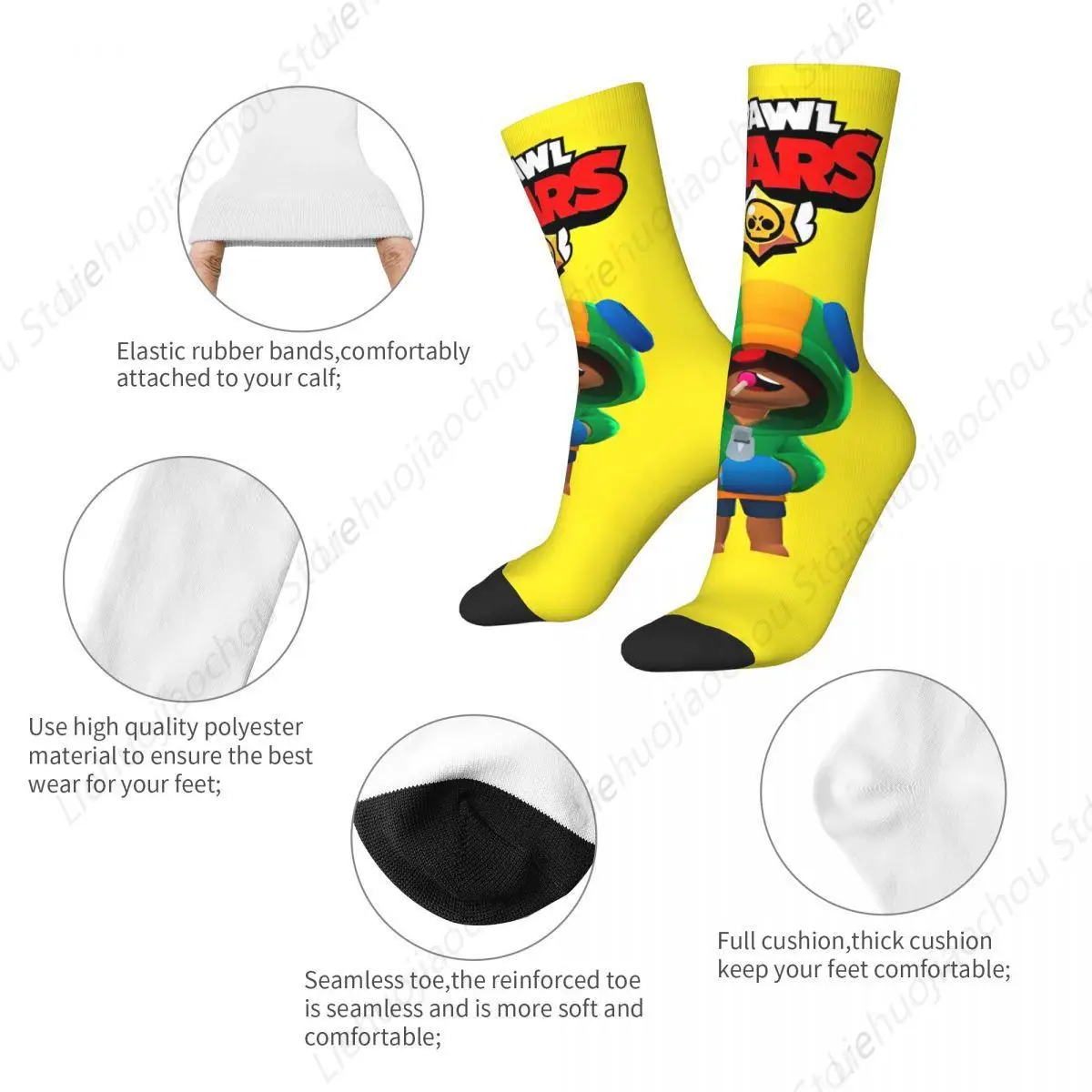 Crazy Design Brawling-Heros  Leon Sports Socks Polyester Crew Socks for Women Men Breathable