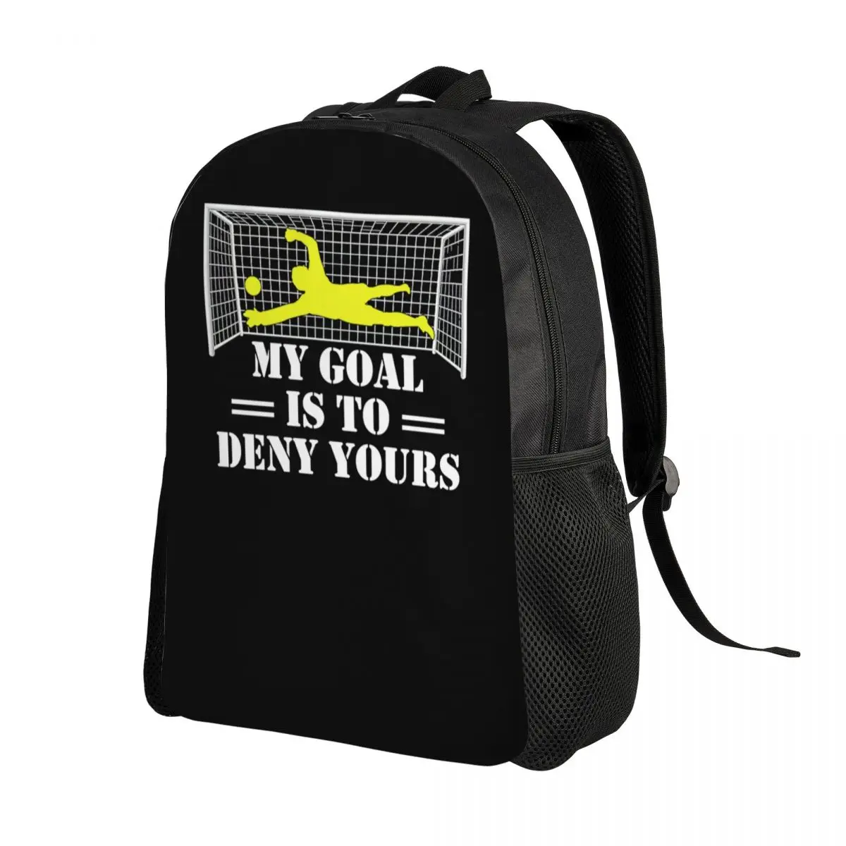 Custom My Goal Is To Deny Yours Cute Soccer Goalie Keeper Funny Backpacks for Women Men College School Student Bookbag Bags