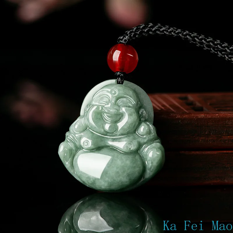 Natural A-grade Jadeite Beans Buddha\'s God Jade Pendant Men\'s Gifts Necklace Women\'s Charms Jewelry Drop Shipping