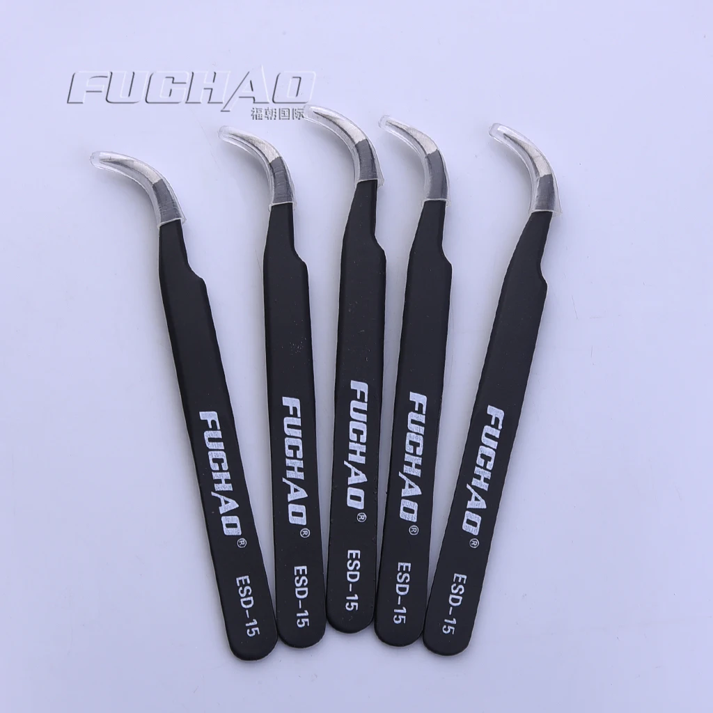 FUCHAO High Quality Bend Tweezer ESD-15 Flat ESD-16 Length 126mm anti-static Sewing Machine Parts Leather Sewing Tools