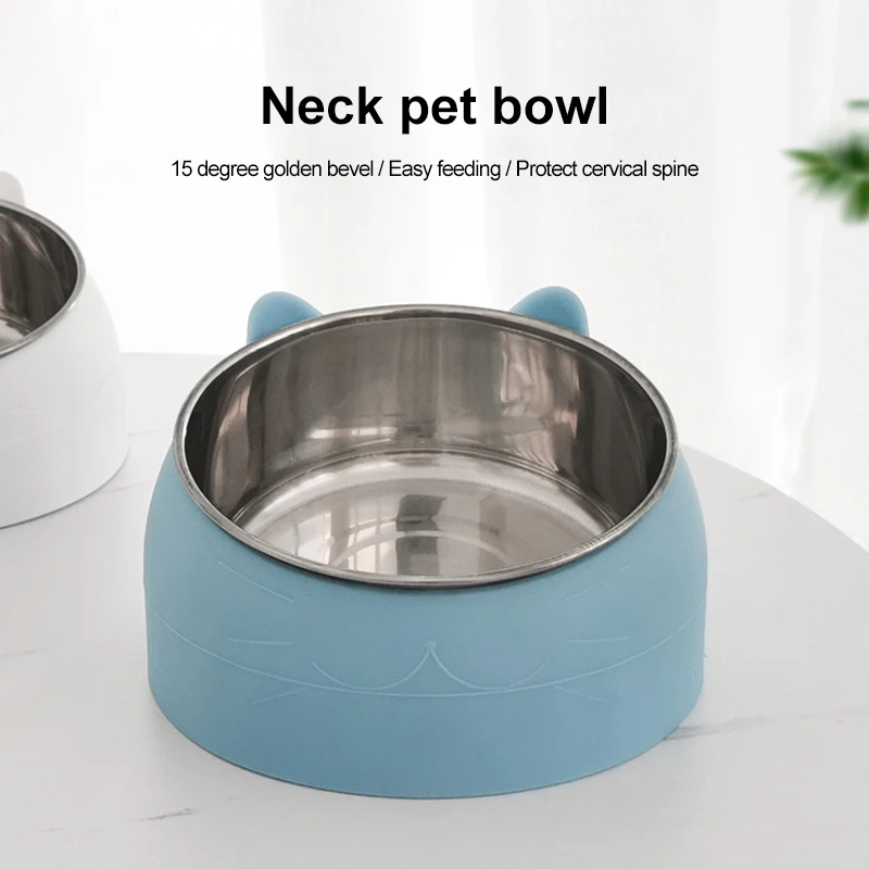 1 pièce Gamelle inclinée créative et adorable en acier inoxydable pour chatons et chiots, gamelle d'alimentation et abreuvoir pour animaux de compagnie (chiens et chats)