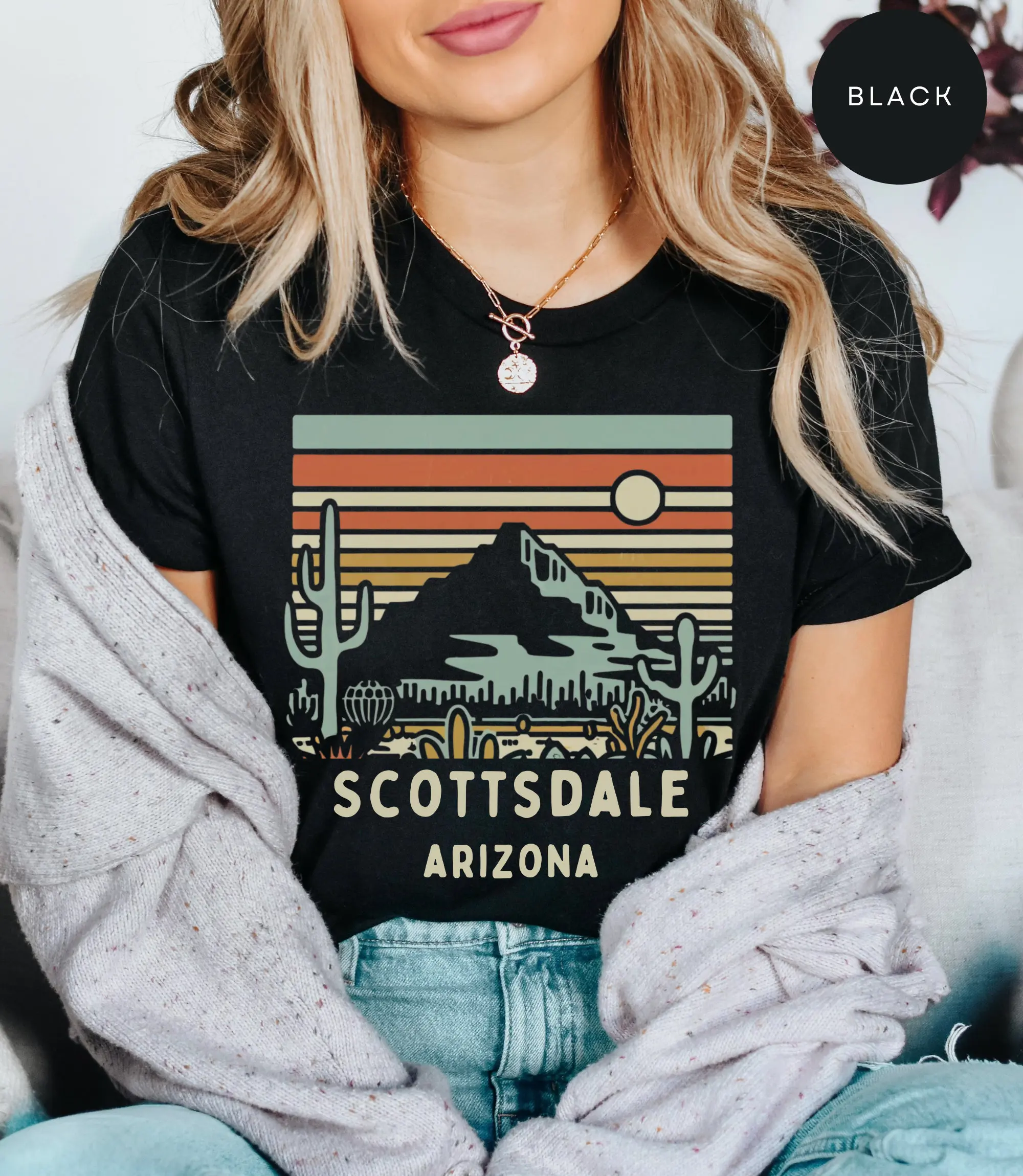 Scottsdale Arizona Desert T Shirt Sscottsdale Crewneck Cactus S Retro