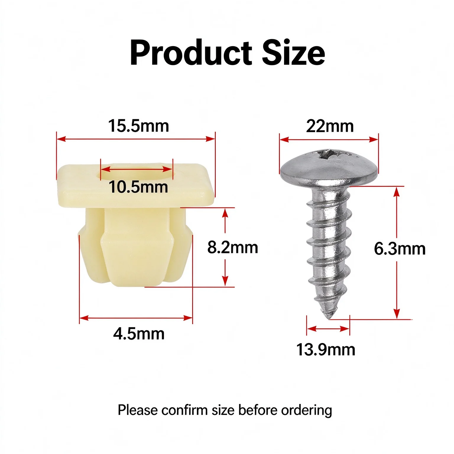 10 Set License Plate Mounting 3907444 For GM Buick Chevrolet Car Self-Tapping Screw Retainer Nylon Clip Replacement Universal