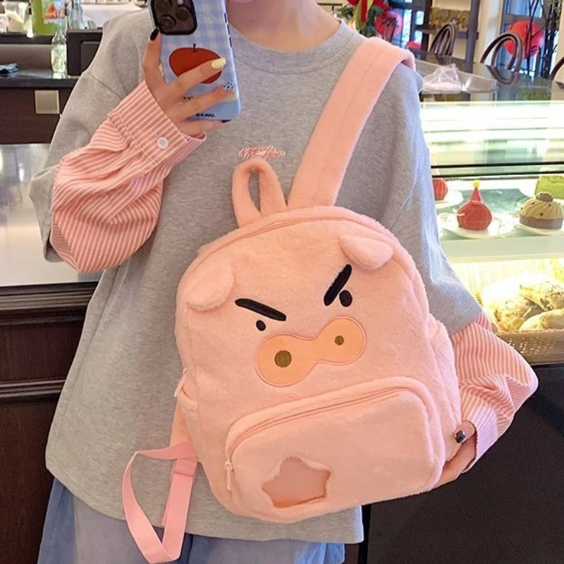 Mochila de pelúcia de porco rosa irritado mochila de grande capacidade saco de desenho animado de alto nível de aparência uma mochila escolar versátil para estudantes