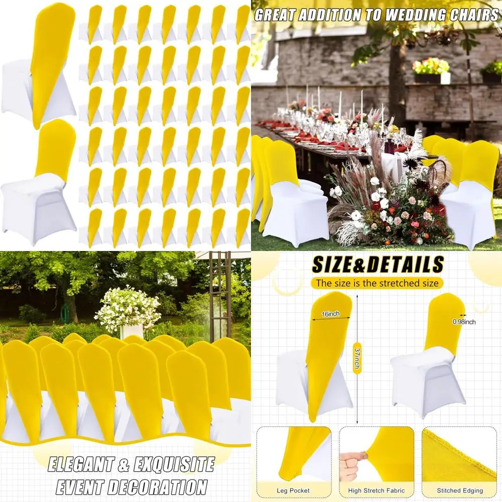 

Yellow Spandex Chair Covers, 40-Pack Elastic Sashes for Weddings, Parties & Celebrations