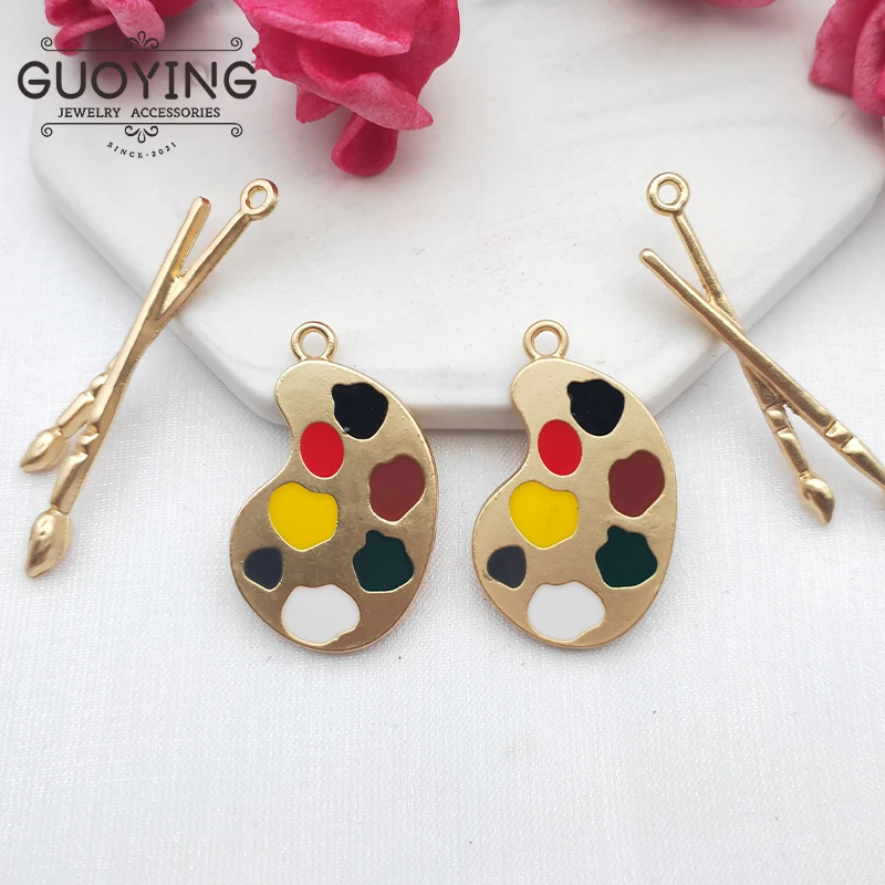 10pcs Alloy Drip Oil Charm Palette Brush Earrings DIY Designer Charm Keychain Pendant Jewelry Accessories Earring Charms