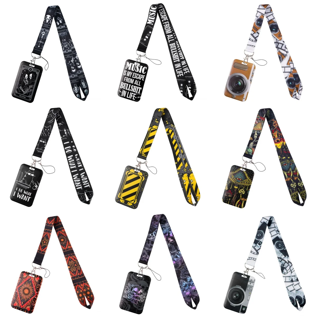 Cool Lanyard with ID Card Holder Music Quotes Neck Strap for Keys Punk Style Camera Strap Lanyard for Men Women Gift