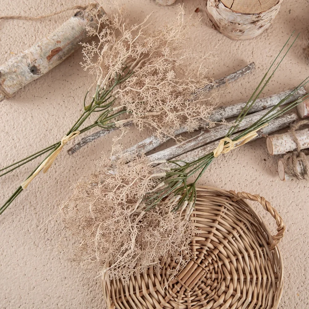 6pcs/set Artificial Wormwood Mist Accessories INS Style Artificial Flowers Home Decoration Wedding Fake Flowers