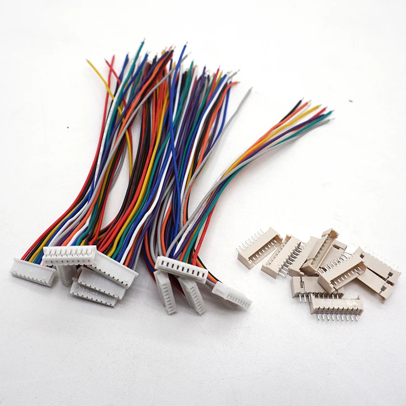 100pairs  JST1.25 JST 1.25mm 8/9/10 Pin Pitch Connector Plug Wire Cable 20cm Length 28AWG