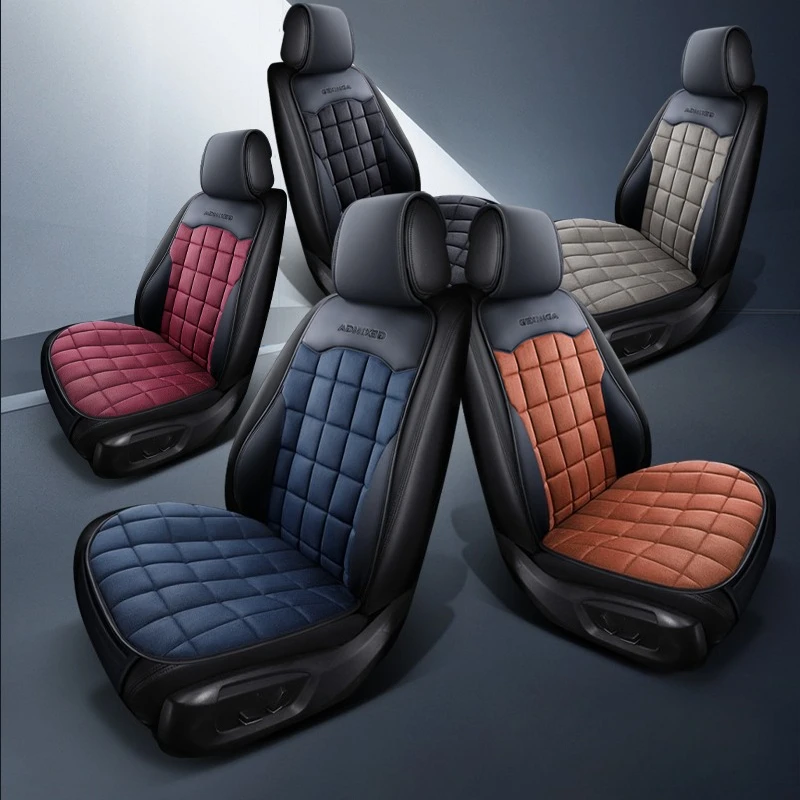 

1pc Square-Short-Pile Car Seat Cushion, Premium Stitched Nappa Leather, Comfortable& Durable, Universal Fit for Most Cars