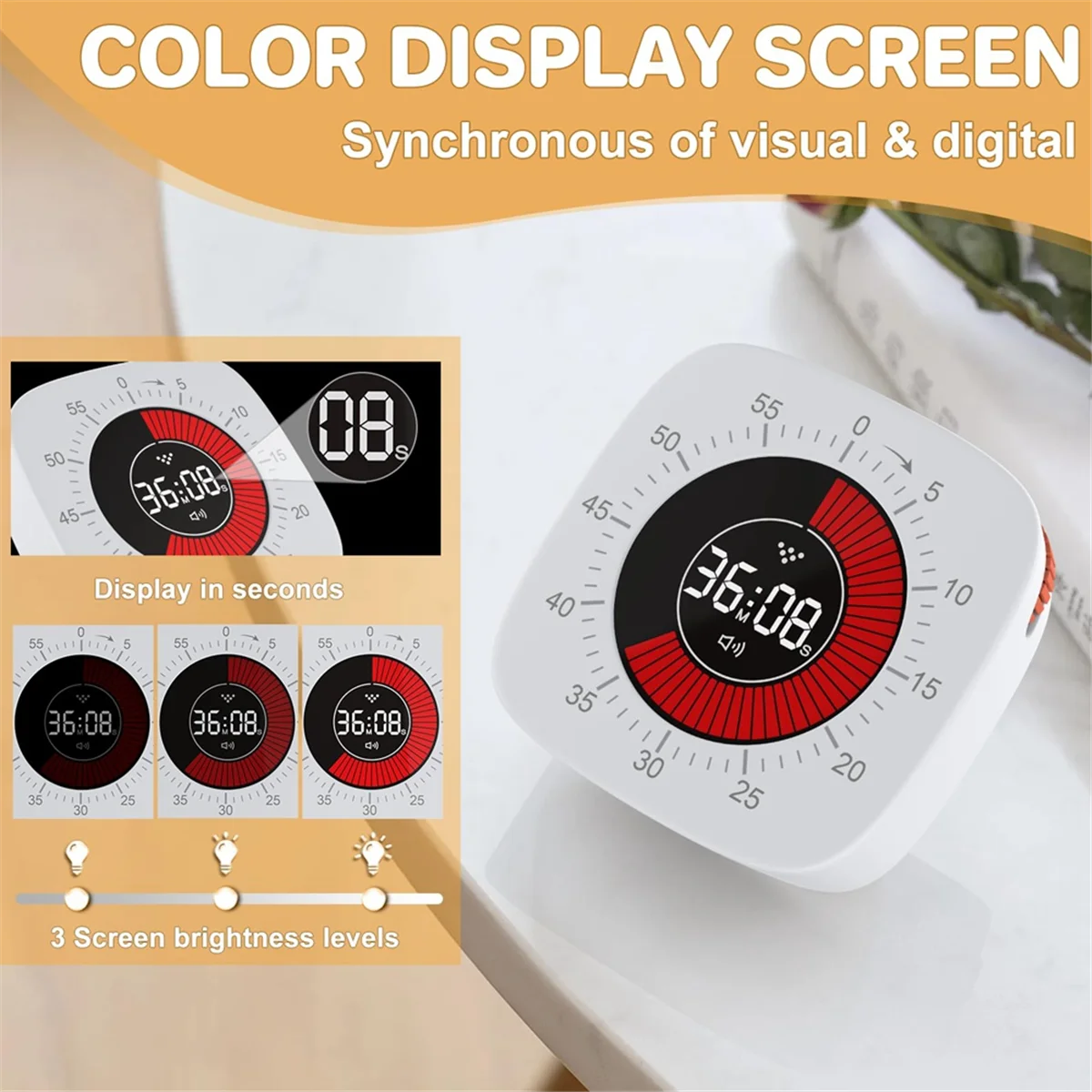 Visual Timer for Kids,Digital Timer with 60-Minute Countdown, Silent Timer for Desk Timer Clock for Studying, Teaching B