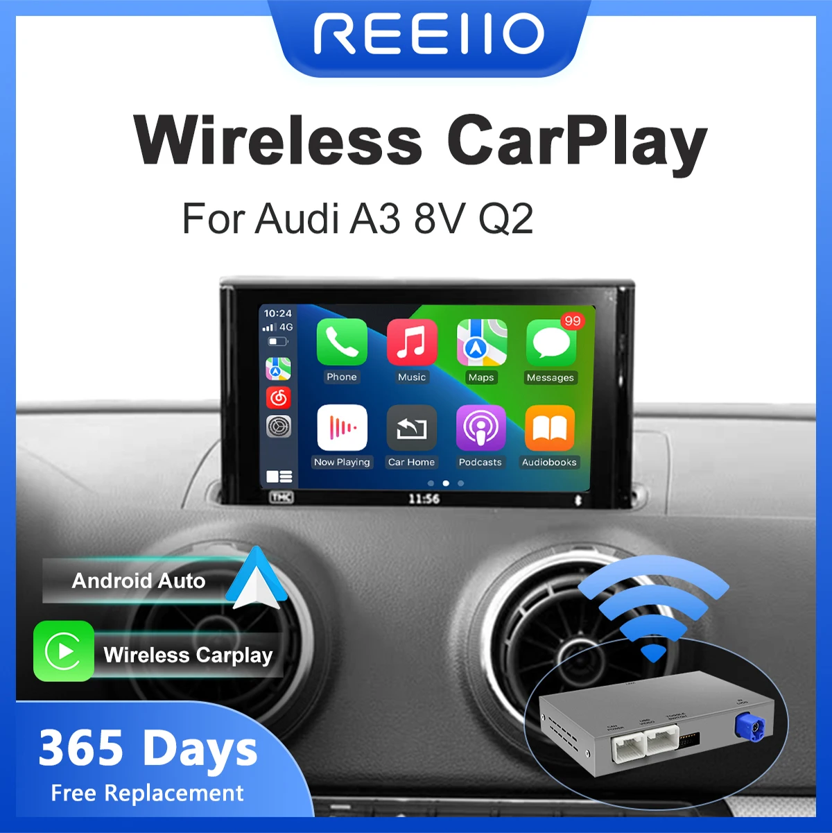 Drahtloses CarPlay Android Auto Modul für Audi A3 8V Q2 8P S3 RS3 2012-2021 mit Unterstützung OEM Aftermarket Kamera