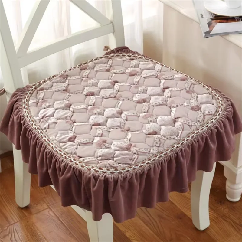 

Современный стиль, кружевная декоративная подушка для стула, однотонная подушка для домашнего обеденного стула, четыре сезона, противоскользящий дышащий коврик для стула