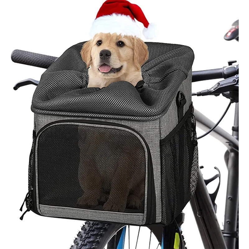 

Pet Bicycle Carrier Backpack, Dog Bike Basket, Foldable, Removable, Rainproof Covers, Large Capacity Bike Bag