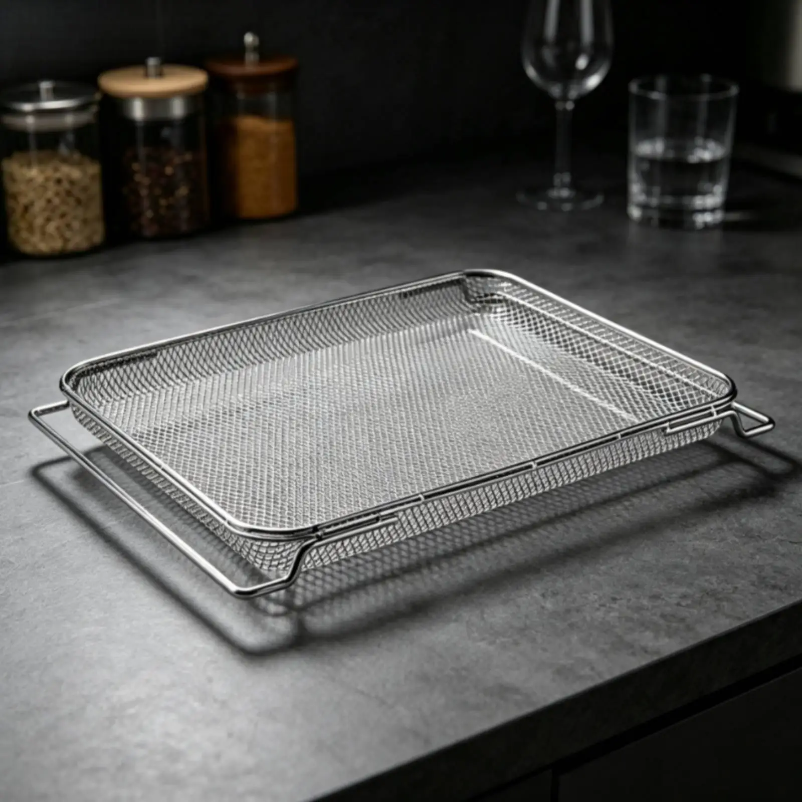 DT200 Air Fryer Baking Rack Stainless Steel Wire Mesh Tray Raised Edge for Small Ingredients Compact Oven Insert