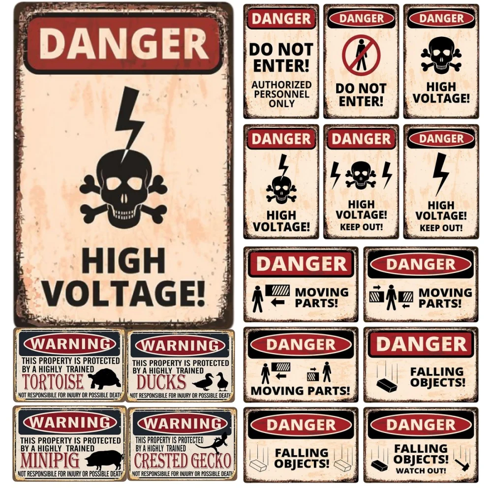 Public Danger Warning Signs Dange Retro Metal Tin Sign Warning Danger Plate Wall for Bar Club Cafe Garage Garden Farm