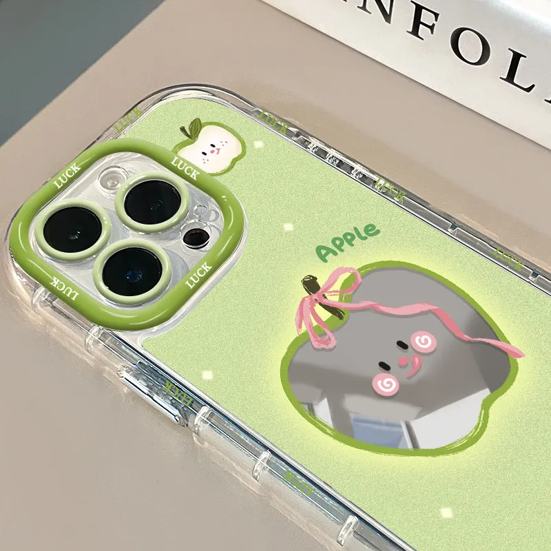 Roter Apfel mit Schleife Luftkissen-Spiegel-Handyhülle für iPhone 17 15 14 16 Pro Max 13 12 11 Pro XR XS 7 8 Plus 17Air Girl INS Cover – Detail 6
