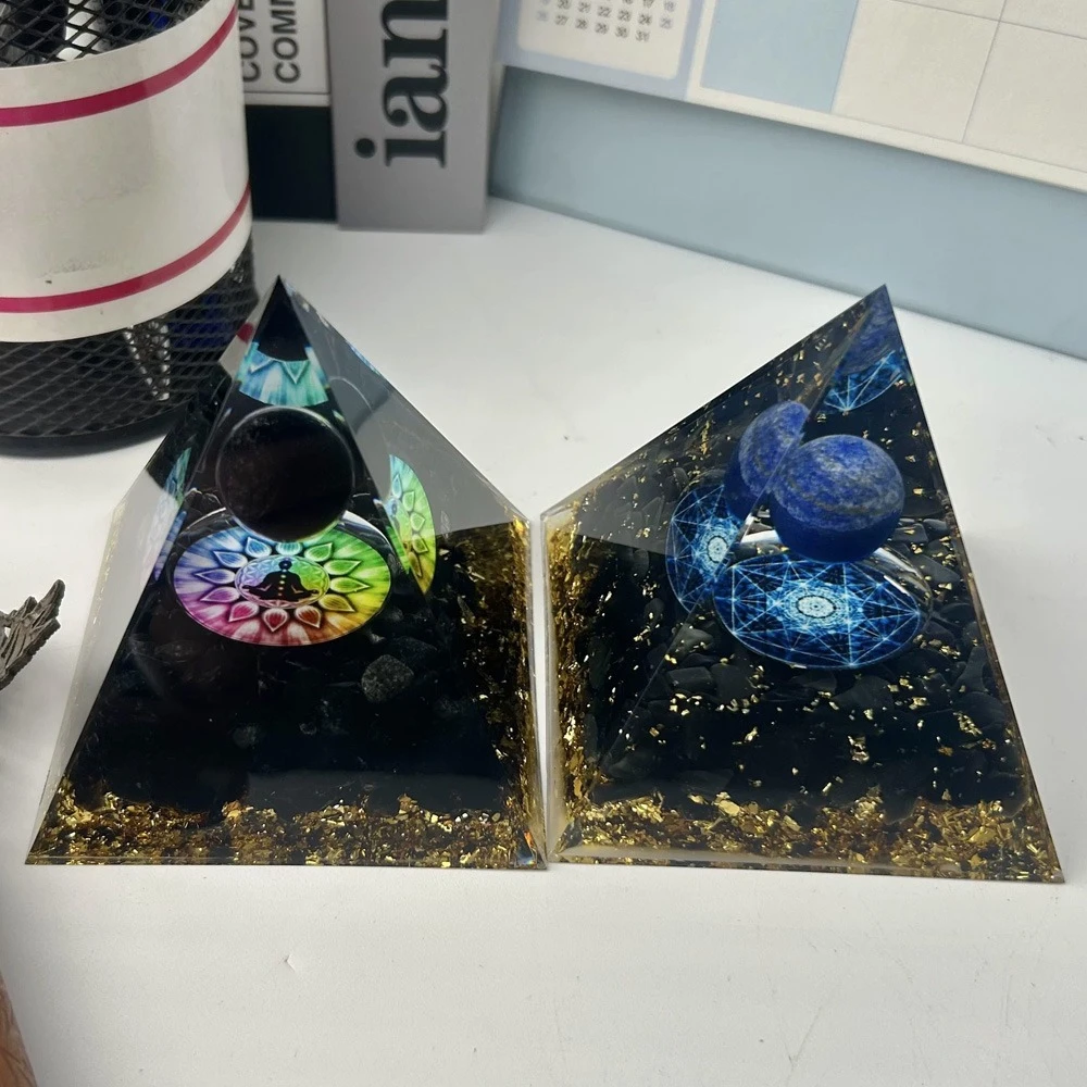 8cm Natürliche Kristall-Pyramide, Orgon-Chakra-Heilung, Yoga-Meditationswerkzeug, Glücksbringer, Erfolg anziehend, Fengshui-Heimdekoration – Detail 5