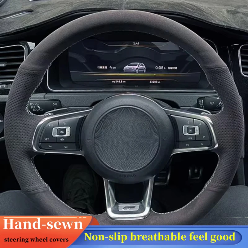 

Car Steering Wheel Cover Suede For VW Golf R MK7 Golf 7 GTI VW Polo GTI Scirocco 2015 Steering-Wheel Cover Wrap Car Accessories