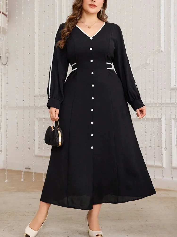 

3XL 4XL Plus Size Clothes Dresses Women Robes 2026 Summer Autumn Long Sleeve Street Style Casual 3XL 4XL Maxi Dress Oversized