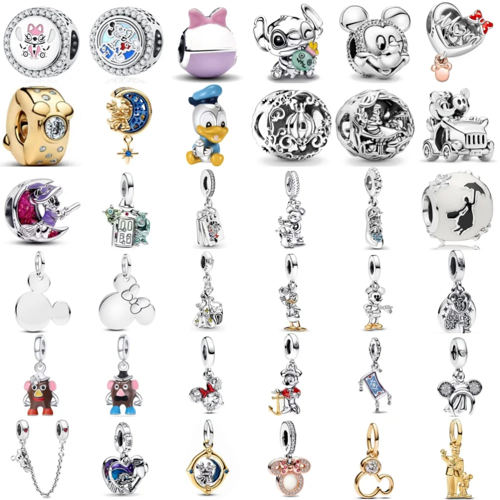 Pingente de Prata 925 em Formato de Pato, Rato, Elefante e Sapato de Salto Alto, Acessório DIY para Pulseira Original, Joia Exquisita, Grande Sucesso de Vendas