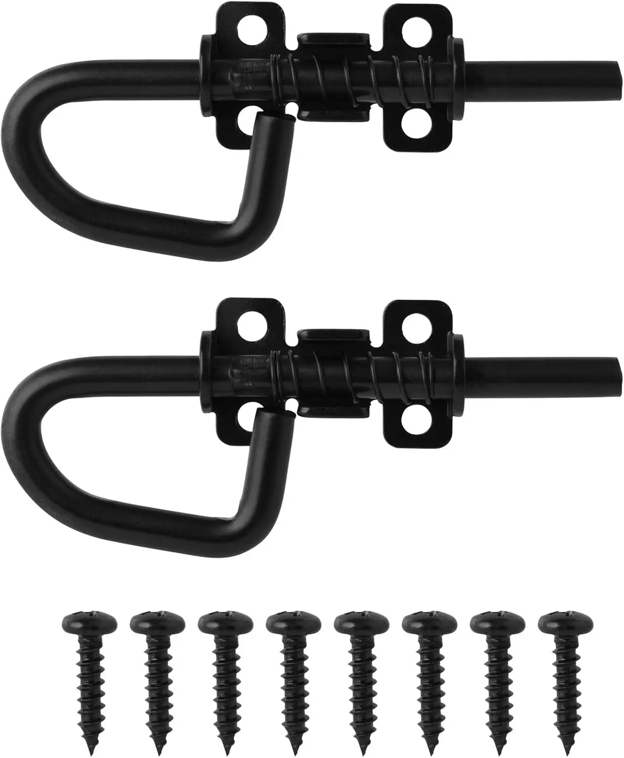 

Loop Style Spring Locking Barrel Bolts for Sheds, Gates, Barn Doors, Chicken Coops - 1 Pair with Screws