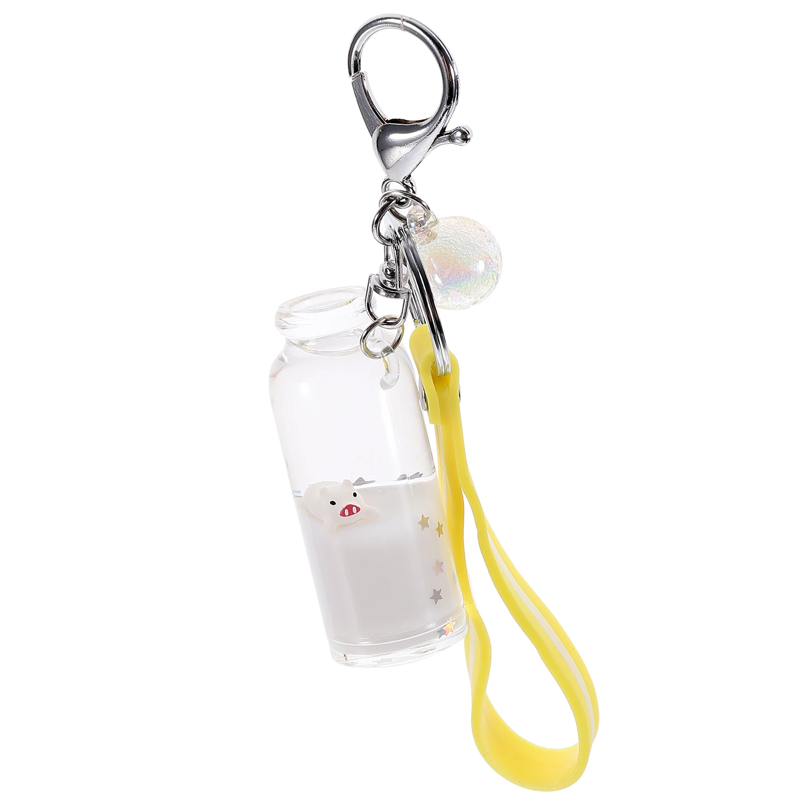 

Quicksand Keychain Adorable Drifting White Pig Charm Portable with Buckle Keys Luggage Gift Fashion Accessory