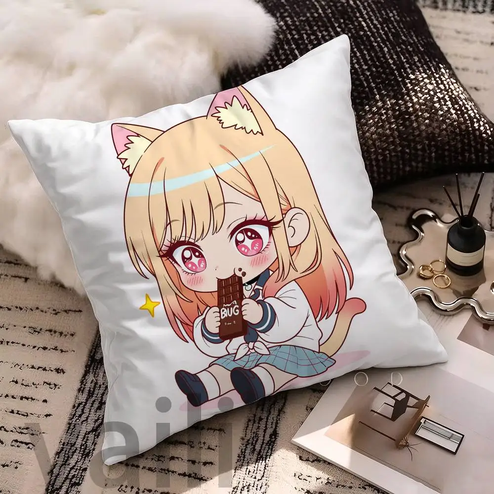 M-Marin Kitagawa Polyester Printed Pillow Cover Square 30 35 40 45 50 55 cm Soft for Sofa Bed Car Home Decor