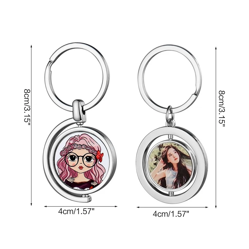 41XC Creative Rotating Double Sided Blank Thermal Transfer Keychain Accessories Sublimation Blank Keychain Bag Ornaments Gift