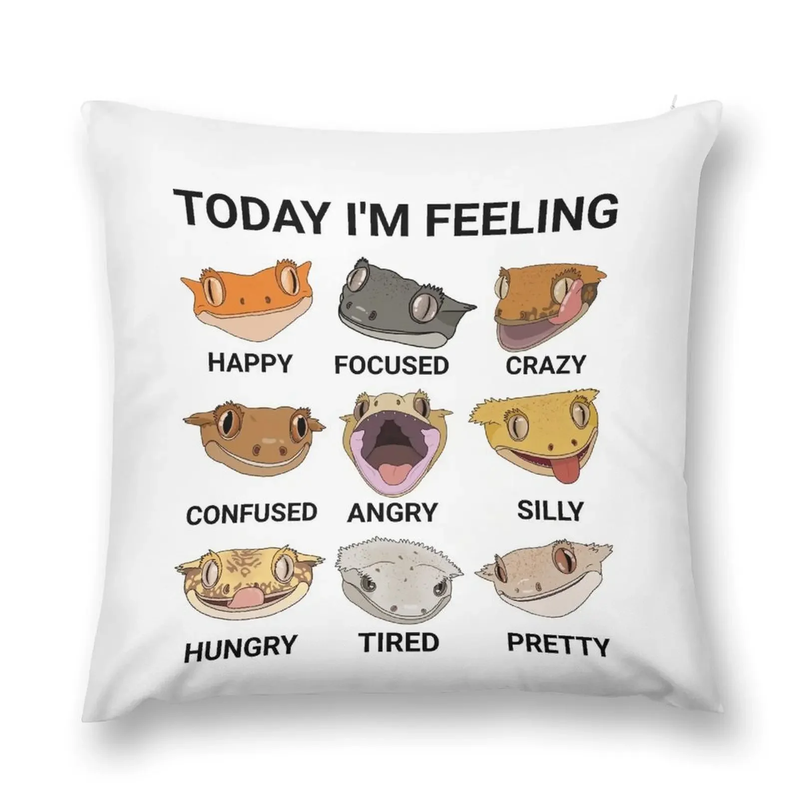 

Today I'm feeling... Crested gecko Throw Pillow pillow cover christmas home decor items Sofa Pillow Cover