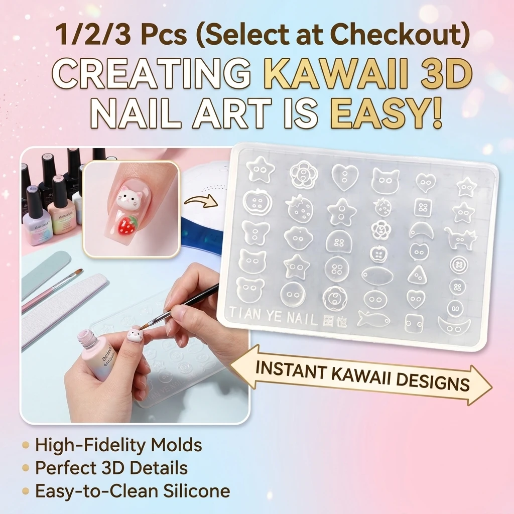 Manicure Multi Shapes Button Small Model 3D Buttons Nail Art Mold Silicone Cute Nail Charms Tool Women DIY Resin Buckle Supplies